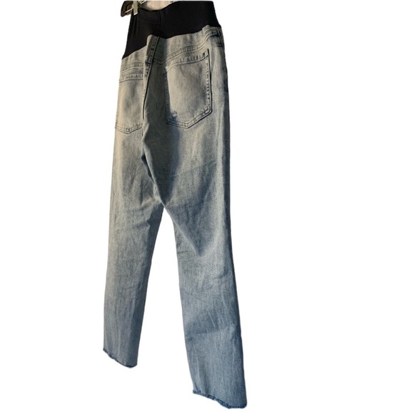 Old Navy OG Straight Full Panel Maternity Light Wash Jeans Size 6 Distressed - Picture 4 of 16